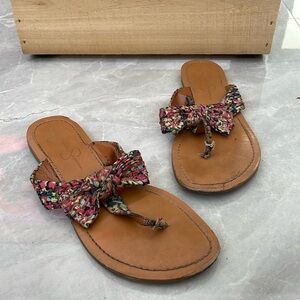 Women's Jessica Simpson Floral Bow Flip Flop Sandals Size 9